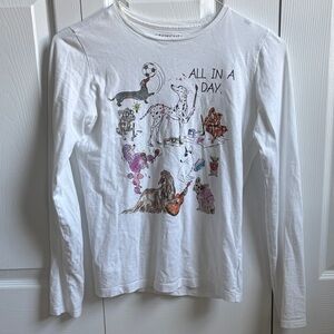 Crewcuts White Long-Sleeve Tee with Multicolor Dog Graphics